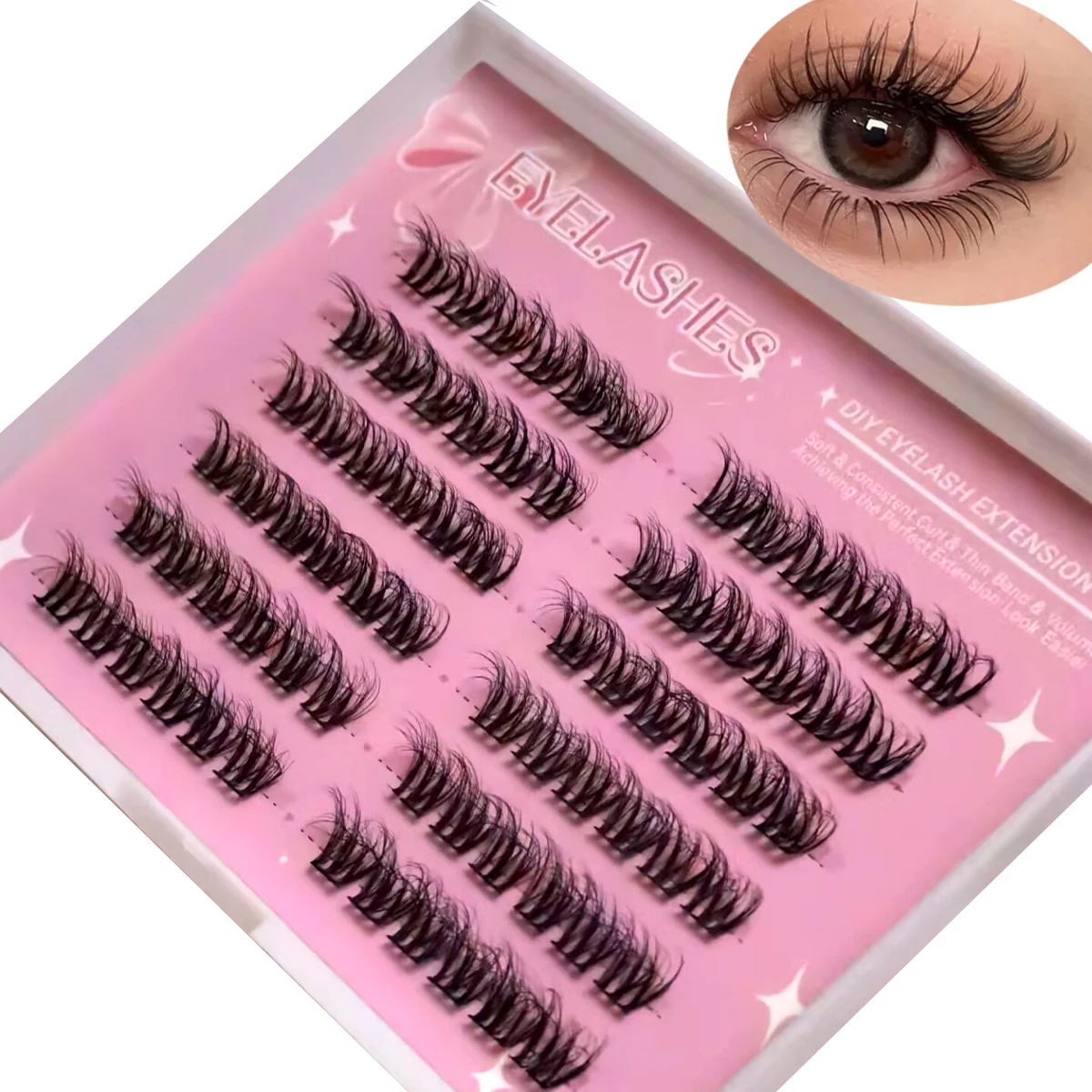 Eyelash Extension For Big Eyes - Накладные ресницы AMSDCN, 10 рядов, черные,